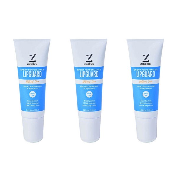 Zealios LipGuard - SPF 28 - UVA/UVB Sunscreen Protection & Repair Chapped Lips - Broad Spectrum Protection Lip Balm - Sensitive Skin Safe - Paraben Free Coconut Jojoba Oils Lip Applicator - Pack of 3