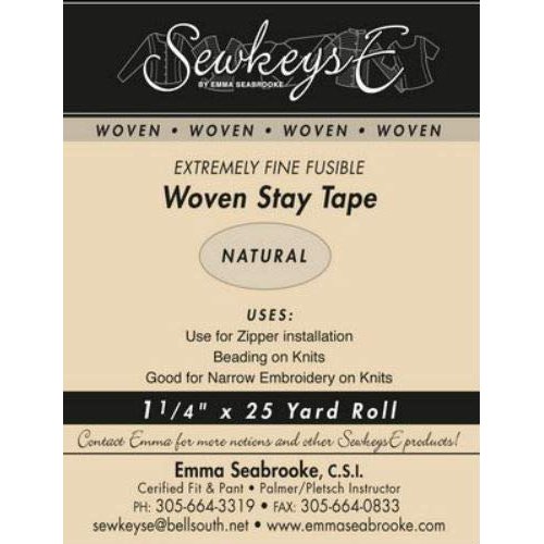 Natural - 1.25" Woven Stay Tape - 1.25" X 25 Yards SewkeysE Extremely Fine Fusible Tape Sold by The 25 Yard Roll (SST1.25-NAT) M494.15
