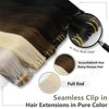 Full Shine Clip in Hair Extensions Human Hair 8 Pcs Brown Hair Clip in Extensions Pu Seamless Clip in Real Hair Extensions Double Weft Silky Straight Natural Hair 120 Grams 14 Inch