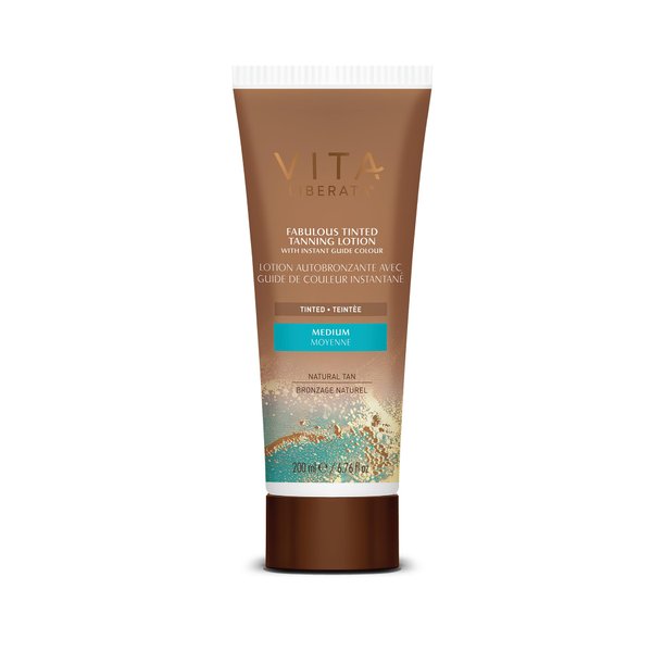 Vita Liberata Fabulous Gradual Tanning Lotion - Medium - Tinted, Natural Looking Tan Designed for Face & Body, Quick Drying Formula, Formulated with Hyaluronic Acid, 6.76 fl oz