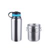 Gearland Canteen Stainless Steel Water Bottle with Nested Camping Cup and Lid for Bug Out Bag, Bushcraft Gear, Metal Canteen with a Wide Mouth Water Bottle and Mess Kit