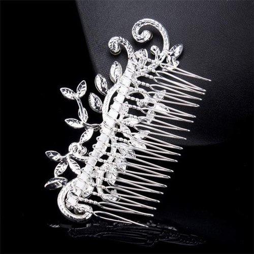 Anglacesmade Bridal Hair Comb Crystal Hair Comb Silver Rhinestone Headpiece Marquise Side Comb Sapphire Wedding Hairpiece Prom Bridesmaid Hair Jewelry for Women and Girls