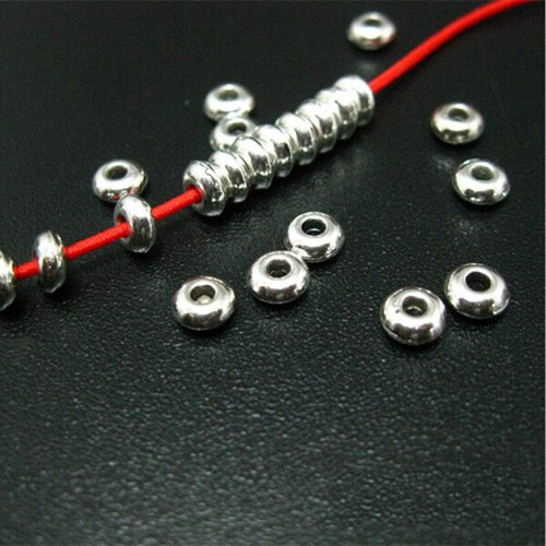 Wixine 200Pcs Round Silver Stainless Steel Spacer Beads DIY Jewelry Findings