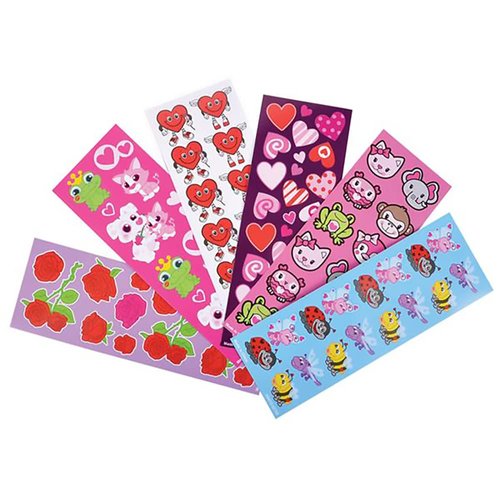 Valentine's Decorating Face Stickers, Red Heart's, Flowers, Animals Sticker Face, Great for Arts and Crafts, Party Favors, 100 Assorted Stickers (100-Pack)