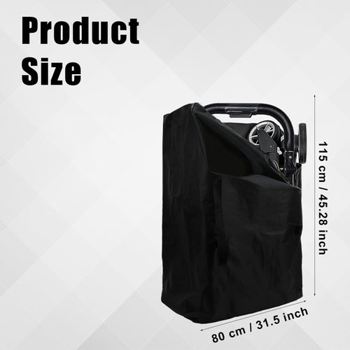 lasuroa Stroller Bag for Airplane, Stroller Bag for Gate Check Stroller Travel Bag with Handle Waterproof Baby Stroller Cover for Airplane Travel (Black)