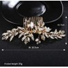 Denifery Vintage Wedding Headpiece - Gold Rhinestone Pearls Flower and Leaf Crystal Hair Comb for Women, Bridal Hair Accessories