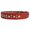 Genuine Leather Studded Dog Collar 22"x1" Red Fits 15"-19.5" Neck