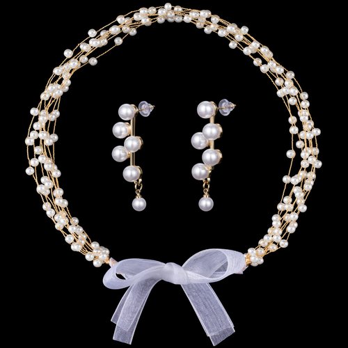 PAGOW Pearl Bridal Headpiece, Wedding Headband Hair Jewelry for Women Engagement Birthday Christmas