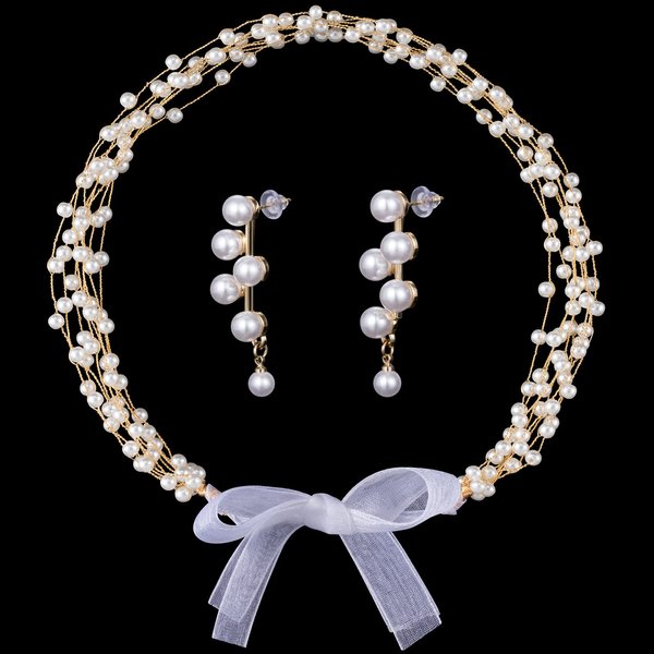 PAGOW Pearl Bridal Headpiece, Wedding Headband Hair Jewelry for Women Engagement Birthday Christmas