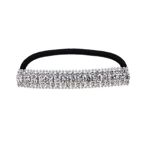 Ruihfas Ponytail Holder Stretchy Elastic Hair Tie Sparkling Crystal Rhinestone Hair Band Headband Hair Accessories for Women, 1Pcs (Silver Tone White)