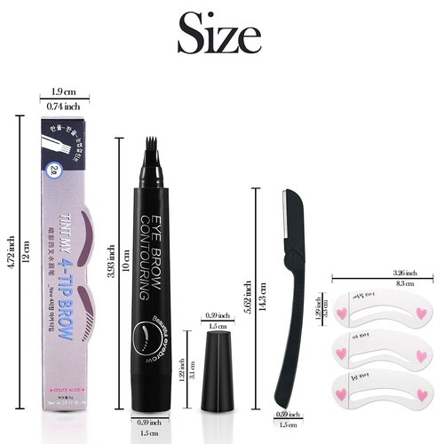 Eyebrow Tattoo Pen, Ksndurn Black Eyebrow Pencil - Waterproof Microblade Brow Pen, Eyebrow Tattoo Pen with a Micro-Fork Tip - Natural Looking Eyebrows Effortlessly with Gift