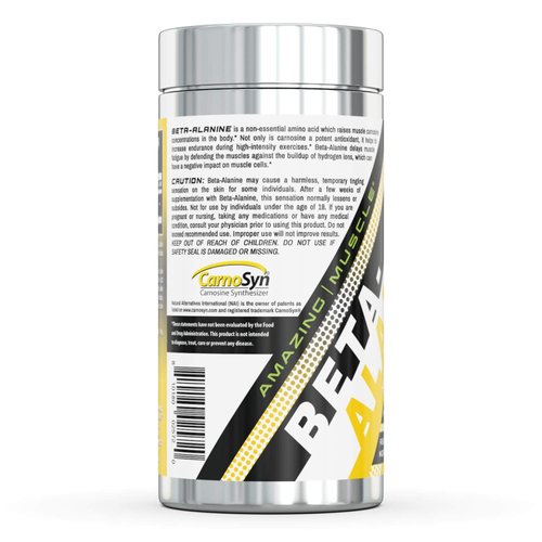 Amazing Muscle Beta Alanine Amino Acid | 2250mg Per Serving | Ideal Pre & Post Workout Supplement | Unflavored | 120 Capsules