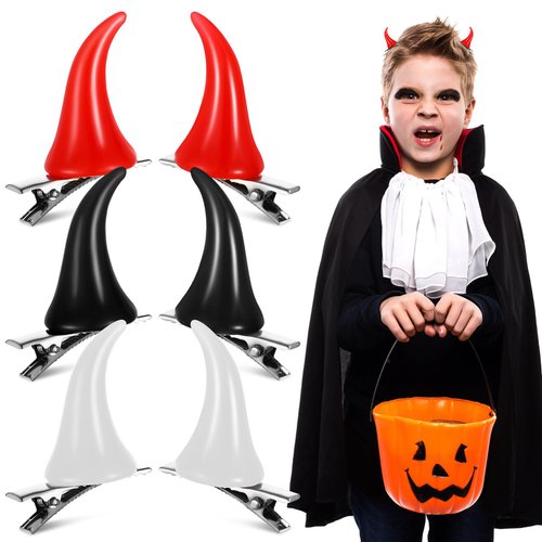 Beaupretty 6 Pieces Devil Horns Hair Clips Cute Demon Hair Clips Halloween Hair Clips Horns Hair Barrettes Gothic Headwear Cosplay Costume Party Favor