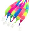 LE TOOTER 100 Pieces Fuzzy Worm Toys Fluffy Toy Worms Rainbow Worms on String Bulk Trick Toys Carnival Party Favors for Kid Cat