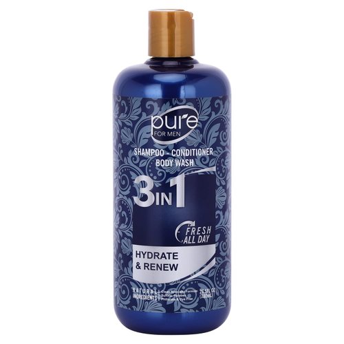 3-in-1 Men's Shower Gel: Shampoo, Conditioner, Body, Hair & Face Wash - Paraben & Sulfate Free, Keeps You Fresh All Day!