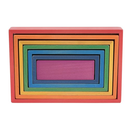 TickiT - 73414 Wooden Rainbow Architect Rectangles - Nesting Puzzle - Stacking Blocks for Ages 12M+