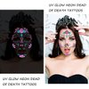Halloween Party Tattoo Stickers Funny Face Neon Fake Tattoo Luminous Festival Accessories Decor DIY Self Adhesive Rose Scar Masquerade Temporary Tattoo Stickers for Women and Girls 4PCS