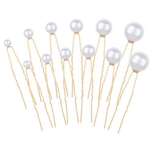36 PCS Wedding Pearl Hair Pins, Bridal Wedding Hair Peals, U Shape Barrette, Pearl Bobby Pins for Hair, Pearl Rhinestone Hair Accessories for Bride Bridesmaid Women, Gold