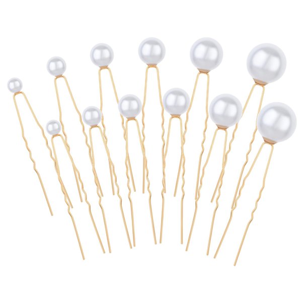 36 PCS Wedding Pearl Hair Pins, Bridal Wedding Hair Peals, U Shape Barrette, Pearl Bobby Pins for Hair, Pearl Rhinestone Hair Accessories for Bride Bridesmaid Women, Gold
