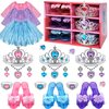 Princess Dress Up Toys & Makeup Jewelry Set, Baby Princess Shoes Costumes Set incl Color Skirts, Shoes, Crowns, Accessories,Toddler Girls Christmas Party Role Play Birthday Gifts for 3-6 Year old Girl