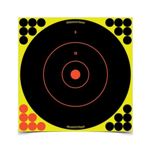 Birchwood Casey Shoot-N-C 12" Bull's-Eye Reactive Targets - Highly Visible Instant Feedback Self-Adhesive Shooting Targets with Repair Pasters - 12 Targets, 288 Pasters