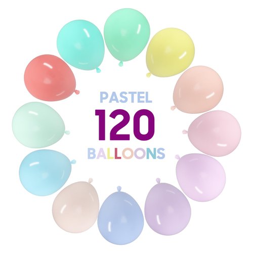 OWill 120pcs Pastel Balloons 12 Inches Macaron Latex Balloons, Helium Quality for Birthday Baby Shower Wedding Party Supplies Halloween Arch Garland Decoration