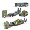 ZUKULIFE Military Vehicles and Army Battle Site Toys Flatbed Truck with Tank, Gift for 3 4 5 6 Year Olds Boys Kid Toddler Child
