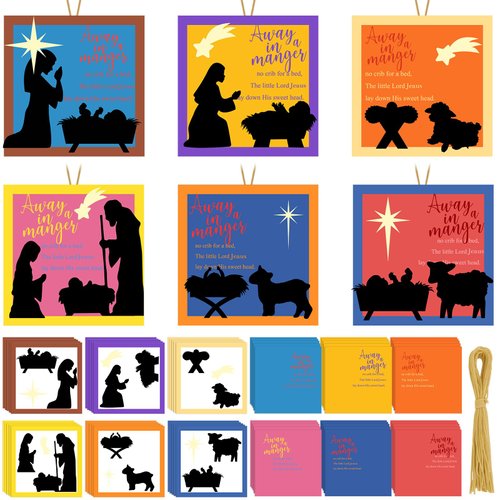 Beeveer 30 Pcs Nativity Crafts for Kids Away in a Manger Ornament Craft Kit Religious Crafts for Kids Christmas Tree Ornaments Jesus Birth DIY Nativity Christmas Activities Classroom Party Favors