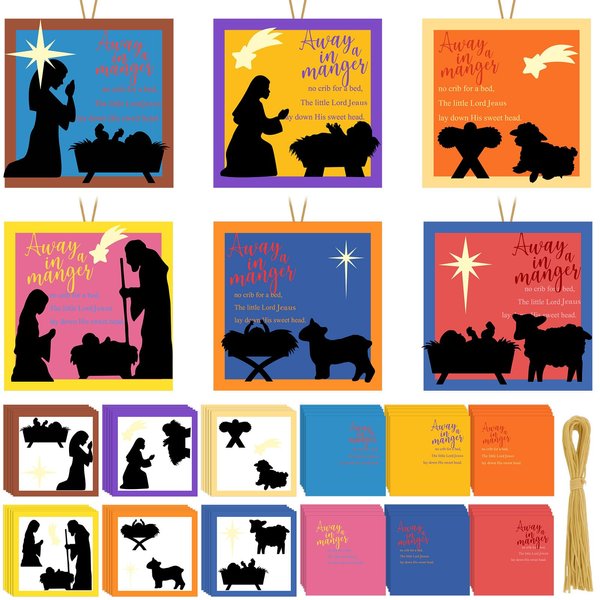 Beeveer 30 Pcs Nativity Crafts for Kids Away in a Manger Ornament Craft Kit Religious Crafts for Kids Christmas Tree Ornaments Jesus Birth DIY Nativity Christmas Activities Classroom Party Favors
