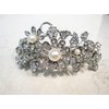 Generic Silver flower shaped pearl and crystal hair barrette clip bridal clip bridal
