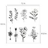One Grace Medium Black Flower Temporary Tattoos - Realistic Long Lasting Waterproof Tattoos - Floral Bouquet Wild Plants and Branch Tattoos for Women and Men