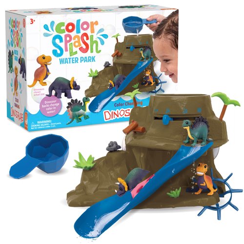 MindWare Dinosaur Color Splash Water Park Bathtub Playset - Interactive Bath Toys with Color Changing Dinosaur Figures - Gift for 3 Year Olds and Up