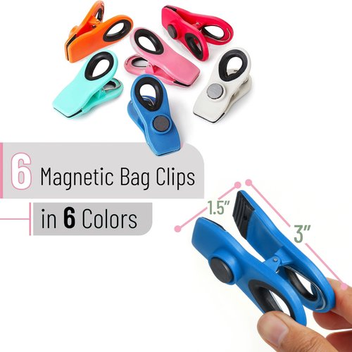 Mr. Pen- Chip Clips, Magnetic Clips, 6 Pack, Bag Clips, Bag Clips for Food, Magnet Clips, Chip Clips Bag Clips Food Clips, Chip Bag Clip, Clips for Food Packages, Magnetic Bag Clips, Clips for Fridge