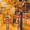 Chiisong 24 Sets Thanksgiving Day Religious Cross Craft Fall Blessing Tissue Paper Craft Kit Christian Thanksgiving Craft Cross Craft Gift Set for Sunday School Church Classroom Fall Party Supplies