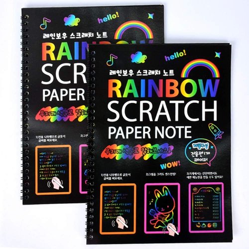 NewtonTech kid' Paper Craft kit Scratch Art Doodle Notebook/Pad,Pack of 2,10.2 inchX7.5 inch,16K,Rainbow Scratch Paper Note,as Educational Toys,Gift Choice for Birthday,Holidays,Christmas,New Year