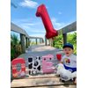 Red One Number Balloons 40 Inch First Birthday Decorations for Boy, Big Mylar Foil Helium Balloon for Super Mario Birthday Party Supplies, Roblox Birthday Decorations
