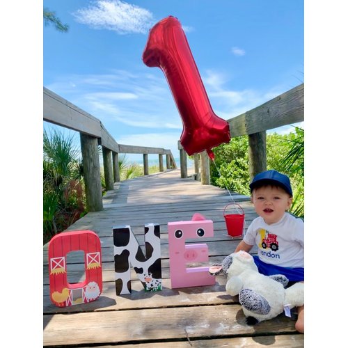 Red One Number Balloons 40 Inch First Birthday Decorations for Boy, Big Mylar Foil Helium Balloon for Super Mario Birthday Party Supplies, Roblox Birthday Decorations