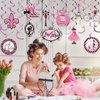 30 Pieces Paris Party Hanging Swirls Decorations, Pink Paris Eiffel Tower High Heels Ooh La La Card Hanging Metallic Foil Streamers Decor Kid Boy Girl Birthday Theme Party Baby Shower Supplies