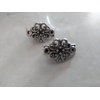 Set of 2 extra tiny small black filigree metal alligator hair clip for fine (Primary color: Silver)