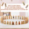 60 Pcs Small Wooden Blocks Multicultural 2 Sets Wooden Character Set Cute People Toys Double Sided Wooden People Figures for Classroom Diversity Creative Educational Learning