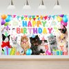 Avezano Cat Happy Birthday Backdrop Cat Birthday Sign Banner Pet Cat Paw Theme Birthday Party Decorations Kitties Cat Themed Birthday Party Supplies 70.8 x 43.3 Inch