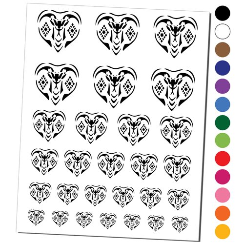 Fierce Hooded King Cobra Snake Head Temporary Tattoo Water Resistant Fake Body Art Set Collection - Black (One Sheet)