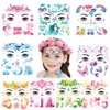 HOWAF 9 Sheets Mermaid Face Tattoos, Under The Sea Mermaid Temporary Tattoos for Girls Birthday Party Decorations, Mermaid Ocean Animal Face Painting Tattoos Stickers for Summer Party Supplies