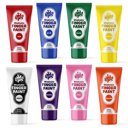 Imagination Works Washable Finger Paint for Kids, Variety 8 Pack | Nontoxic, Washable Toddler Paint Set for Kids | Easy-to-Squeeze Tubes for Less Mess | Vibrant Colors Perfect for Toddler Art Supplies