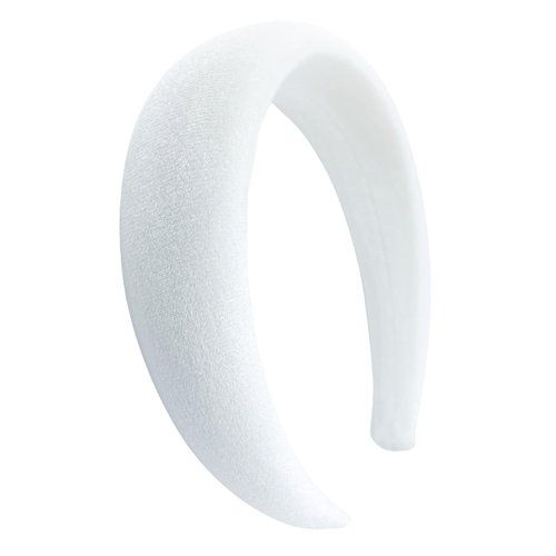 Firecolor Chic Wide Padded Headband Alice Velvet Headbands Puffy Sponge Thick Hairbands Vintage Hair bands for Women girls Trendy and Cute solid color headbands (White)
