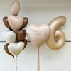 GRESATEK White Heart Balloons,10Pcs Cream White Foil Heart Shaped Balloons,18Inch Beige Helium Mylar Balloons for Valentines,Engagement,Brithday,Baby Shower,Wedding Party Decorations