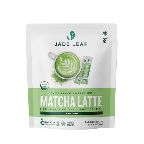 Jade Leaf Matcha Organic Cafe Style Sweetened Matcha Latte Green Tea Powder, Premium Barista Crafted Mix - Authentically Japanese (30 Count)