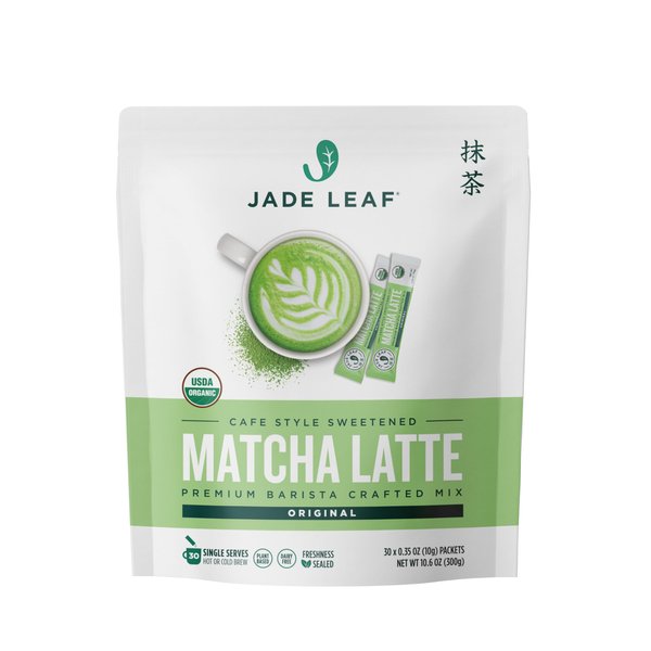 Jade Leaf Matcha Organic Cafe Style Sweetened Matcha Latte Green Tea Powder, Premium Barista Crafted Mix - Authentically Japanese (30 Count)