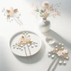 3pcs Pearl Bride Wedding Hair Pins Leaf Bridal Head Piece Flower Hair Accessories for Women and Girls 2.36 in *3.94 in, Golden