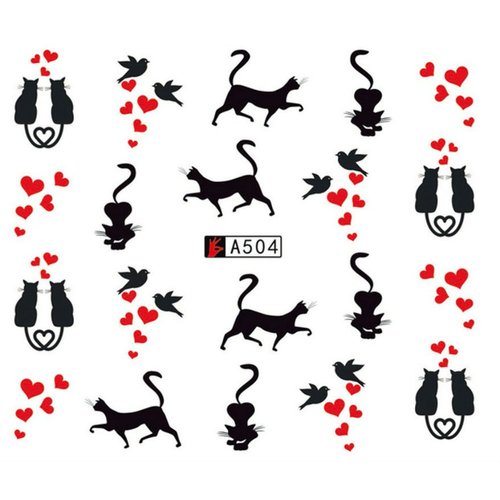 AKOAK 12 Sheets Cute Cat Pattern Watermark Designs Nail Art Stickers Water Transfer Decals Beauty Nails for Nail Art Design